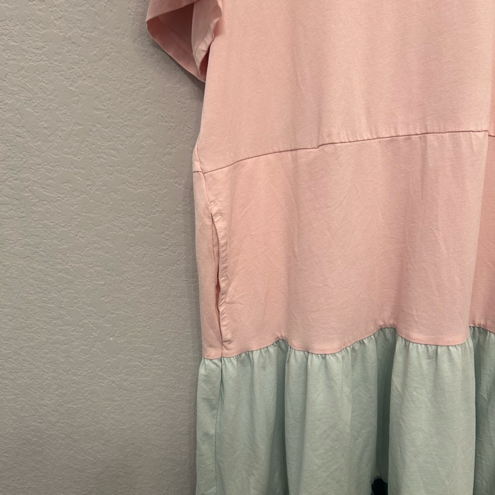 Pink and Teal Colorblock Dress - Picture 2 of 10